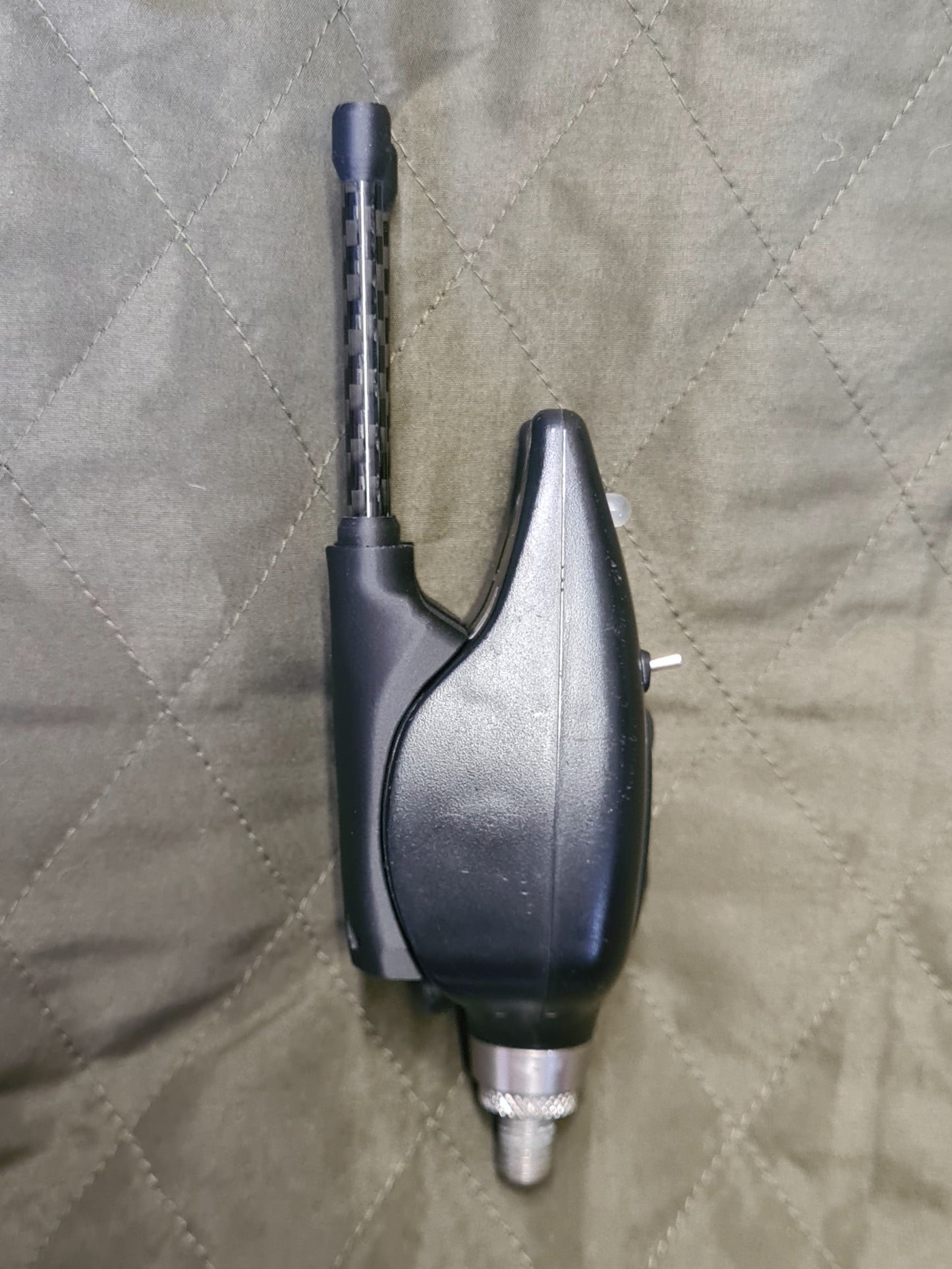 Fox NTXr bite alarm with carbon snag ears side view