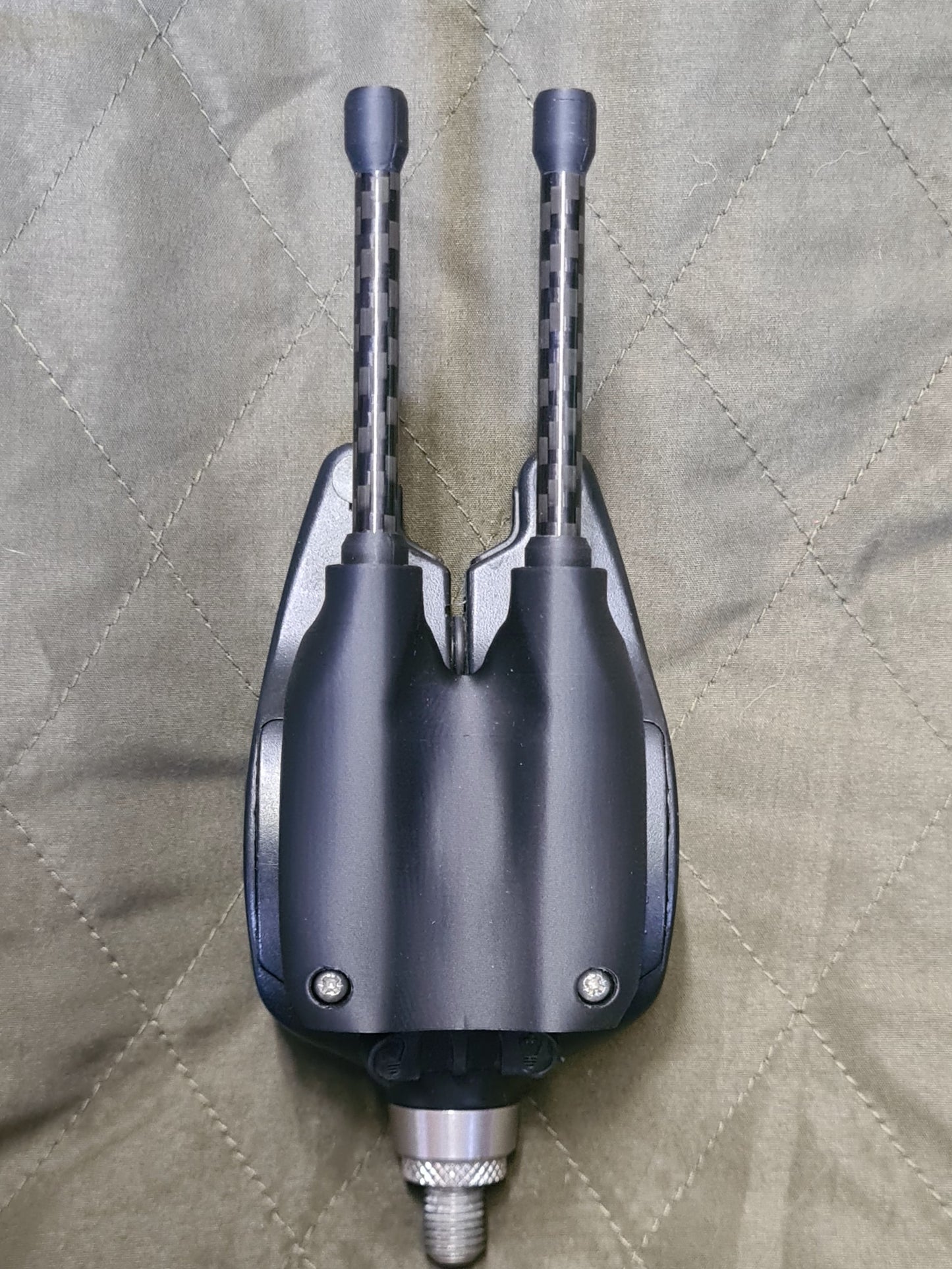 Fox NTXr bite alarm with carbon snag ears rear view