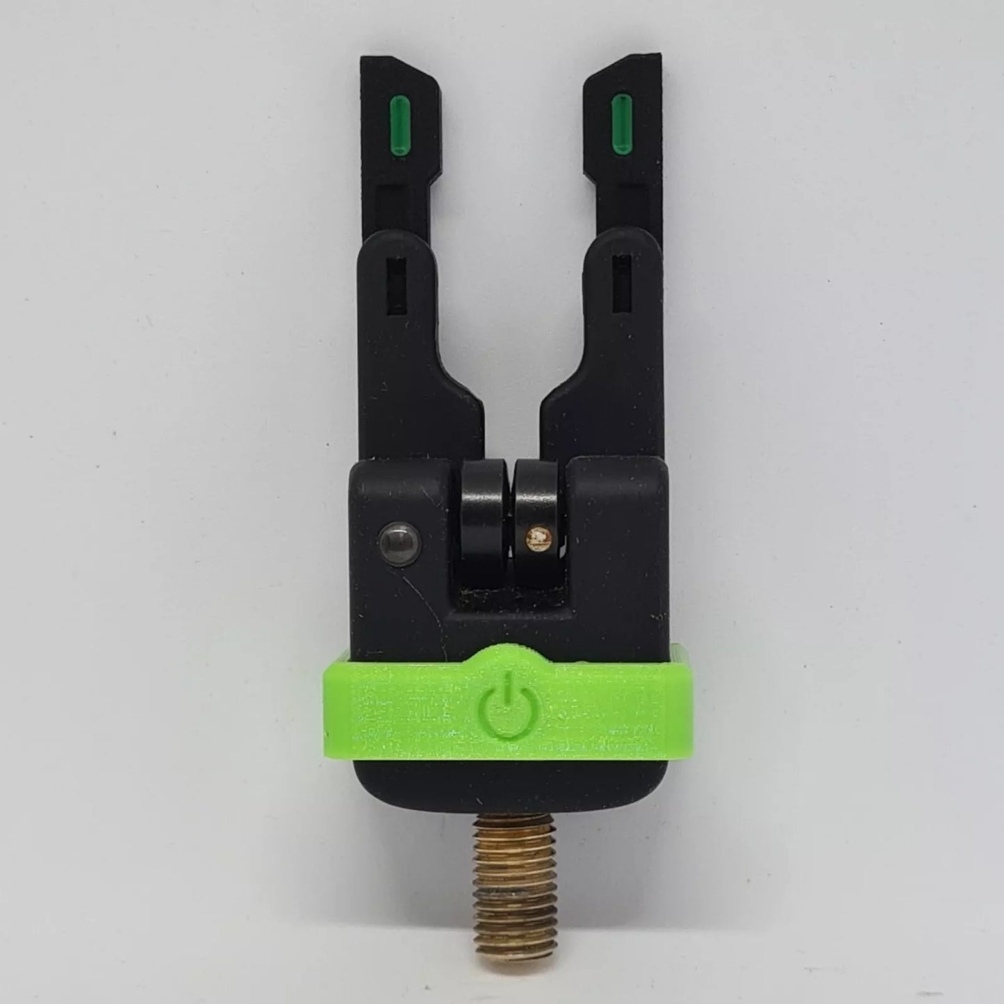 Pair of snag ears mounted on a bite alarm for carp fishing