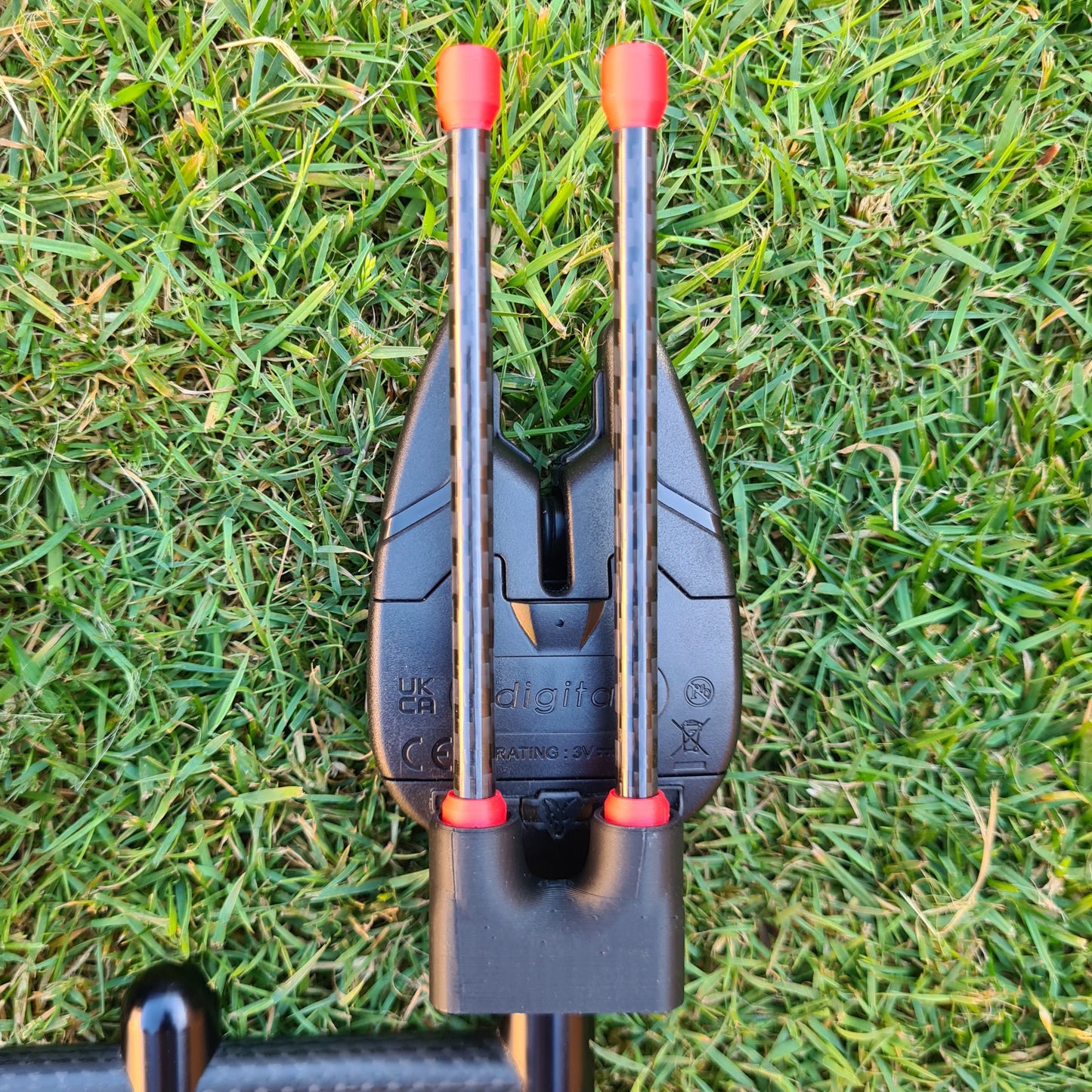 rear view of red tipped carbon snag ears